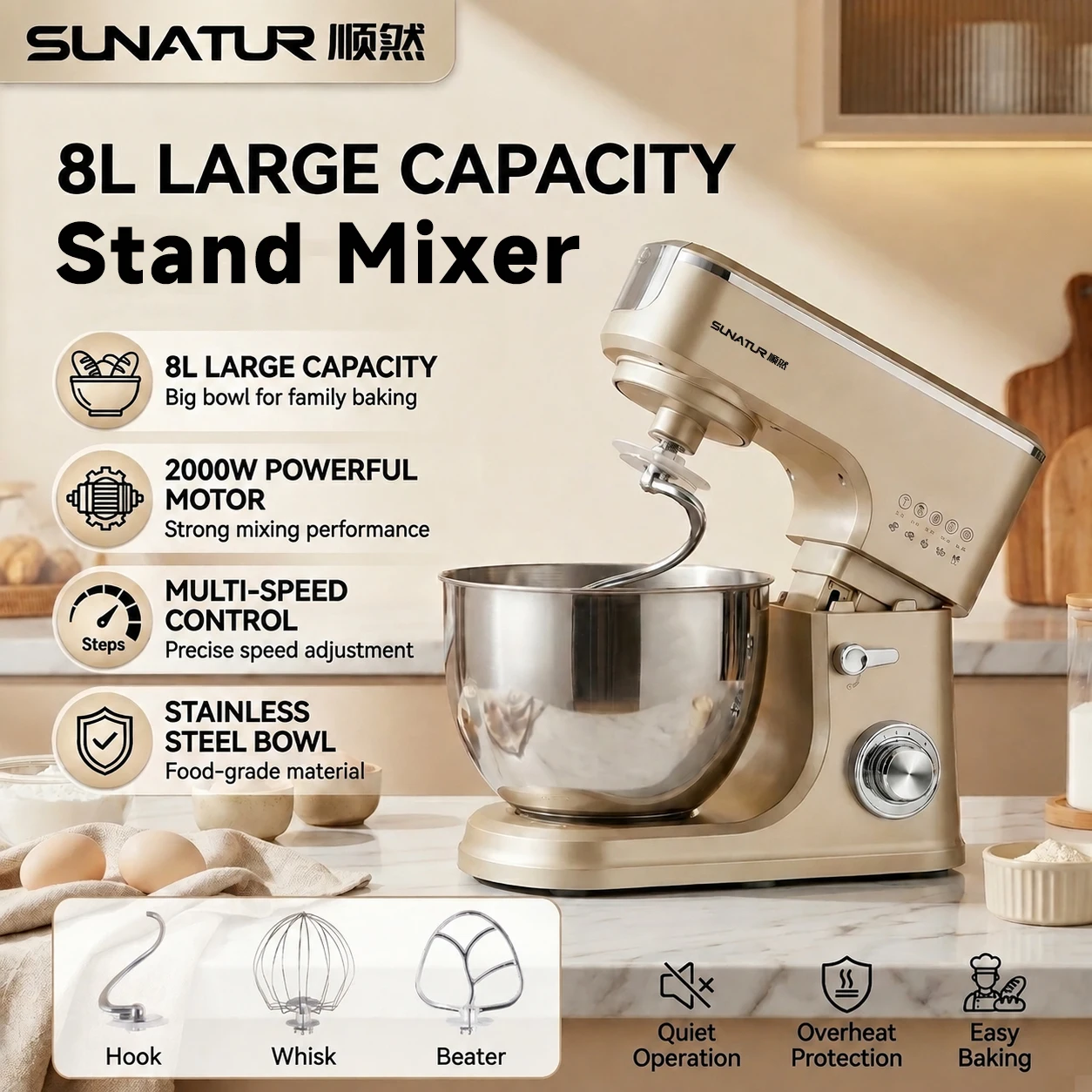 Stand Mixer Bowl - SUNATUR 8L 2000W Stand Mixer Kitchen