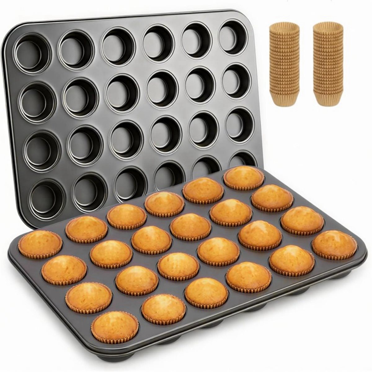 Muffin Tin Nonstick - Mini Muffin Pan with Cupcake Liners