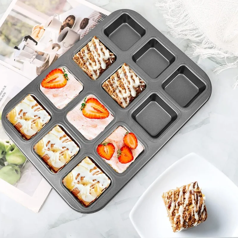 Muffin Tin Nonstick - 12 Cavity Square Multi-purposebakingtray Non-Stick Mini