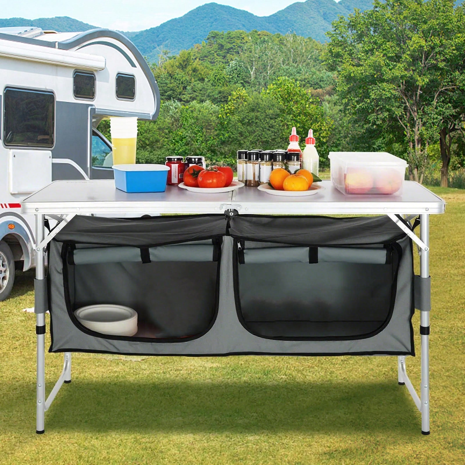 Kitchen Up - Quick‑Set‑Up Folding Camping Kitchen Table with