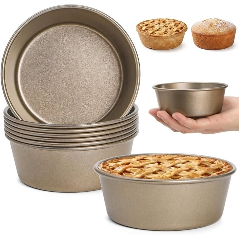Muffin Tin Nonstick - Mini Pie Pans 8-Pack, 4-Inch Reusable