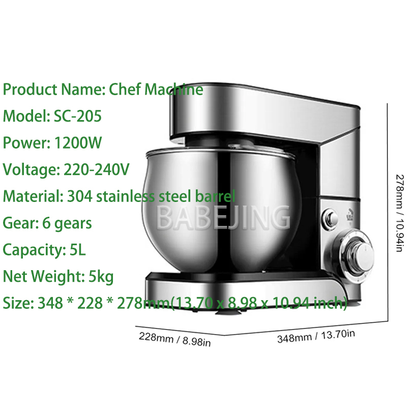BABEJING 220V Commercial Autom - Stand Mixer Bowl ulasan dan harga